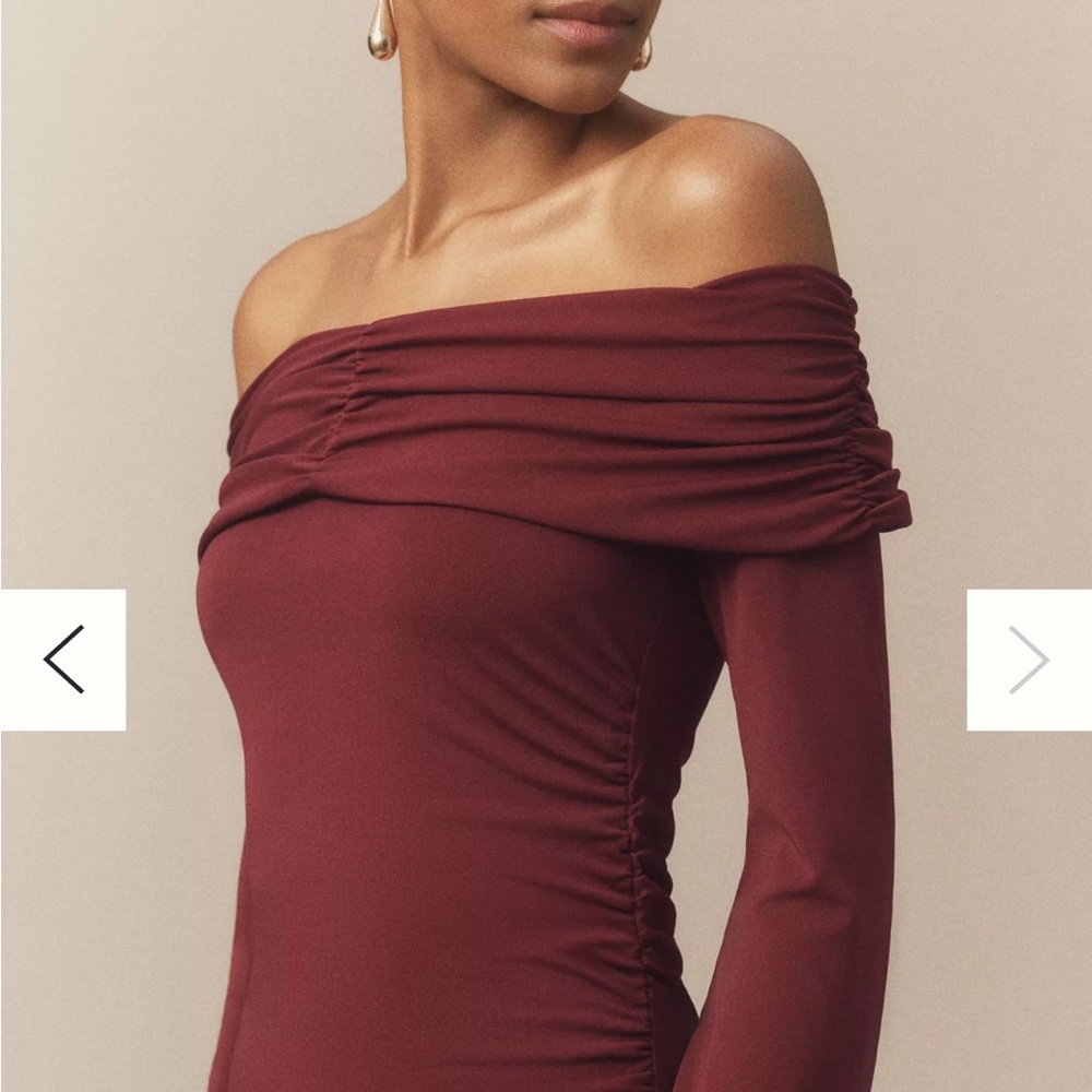 Anthropologie BHLDN Off-Shoulder Bell-Sleeve Stretch Jersey Maxi Dress
